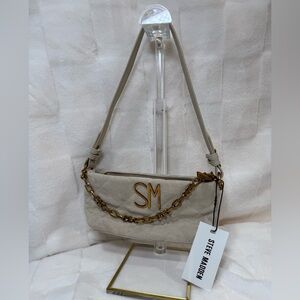 Steve Madden Beige Shoulder Bag with Gold Accents